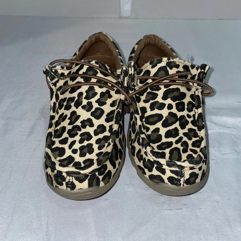 Roper Chillin Leopard Canvas Slip-On Shoes Slip On Moc Toe Tan Brown Size 11